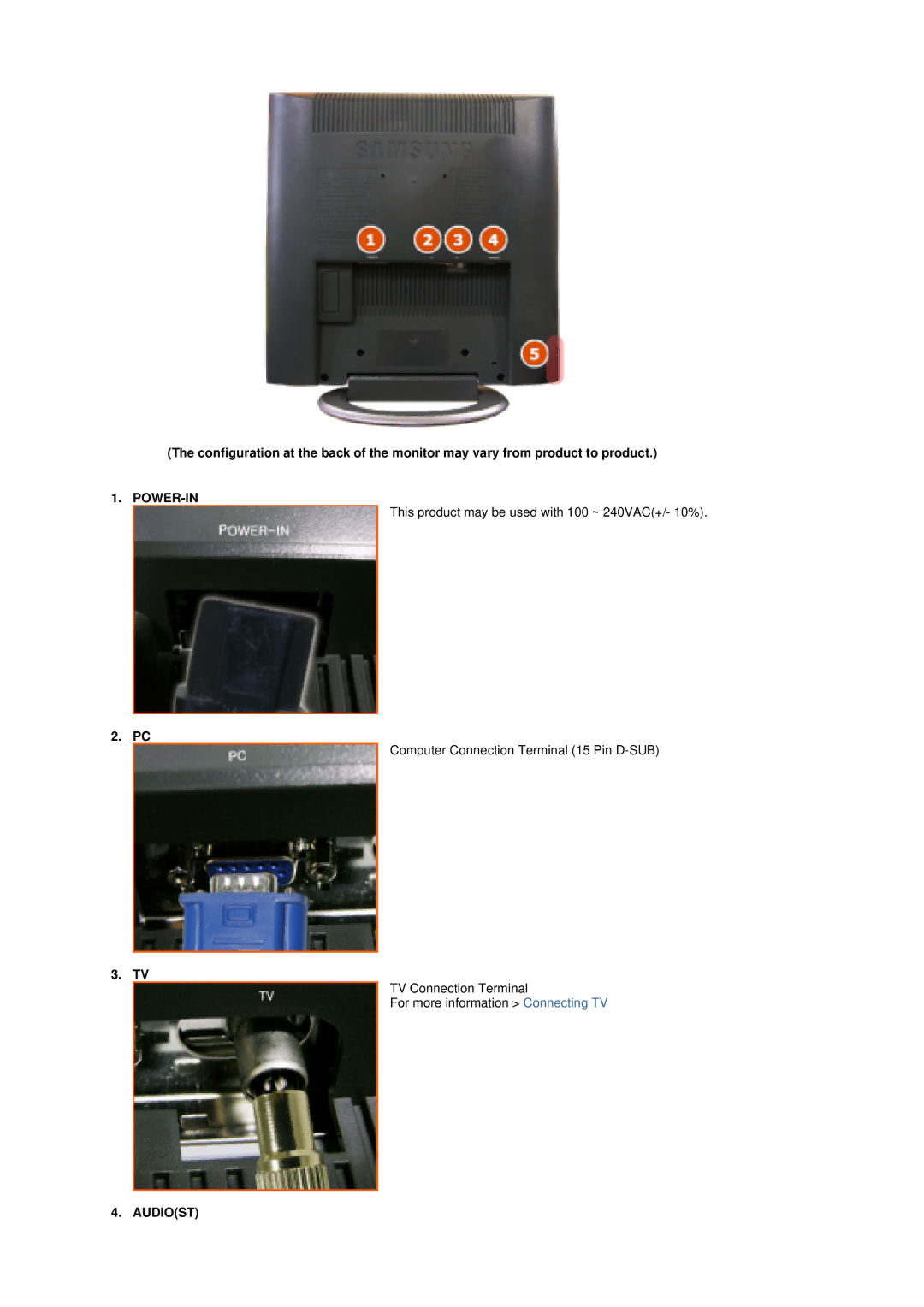 Samsung MH17ASSS/XSG, MH17JSSS/XSJ, LS17MHASSZ/EDC, MH17ASSS/EDC, MH17ASSS/SAI, LS17MHASSZ/SAI, LS17MHESS/XSG Power-In, Audiost 