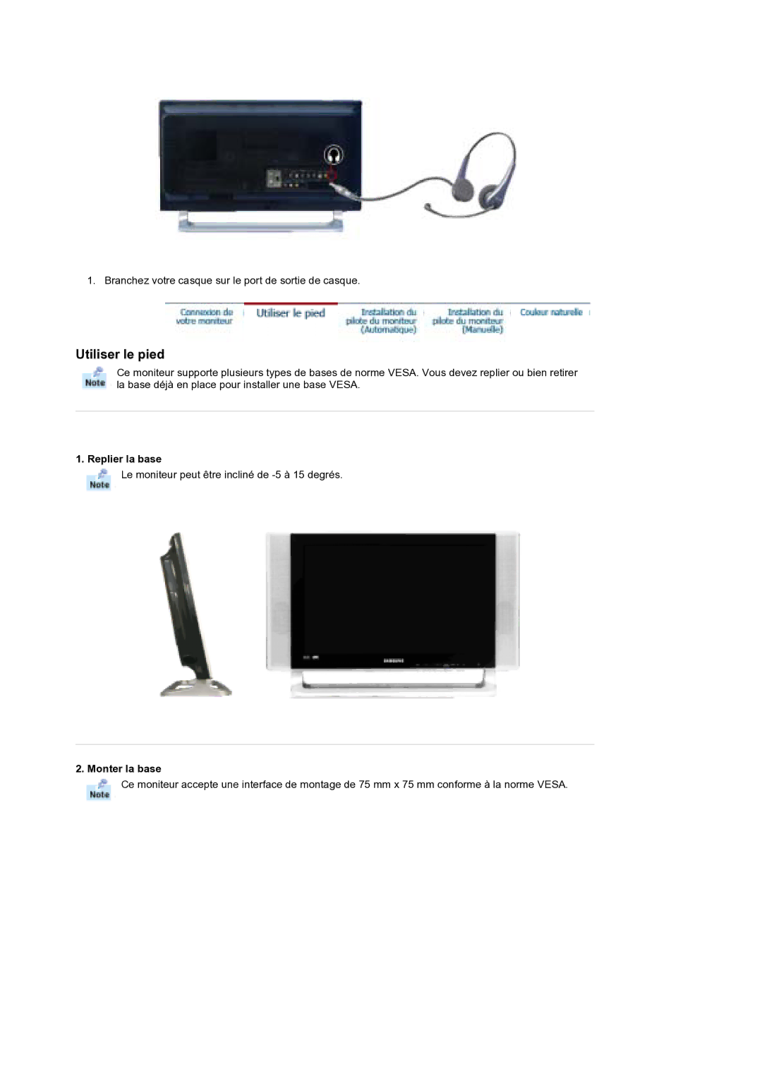 Samsung MH17WSSS/EDC manual Replier la base, Monter la base 