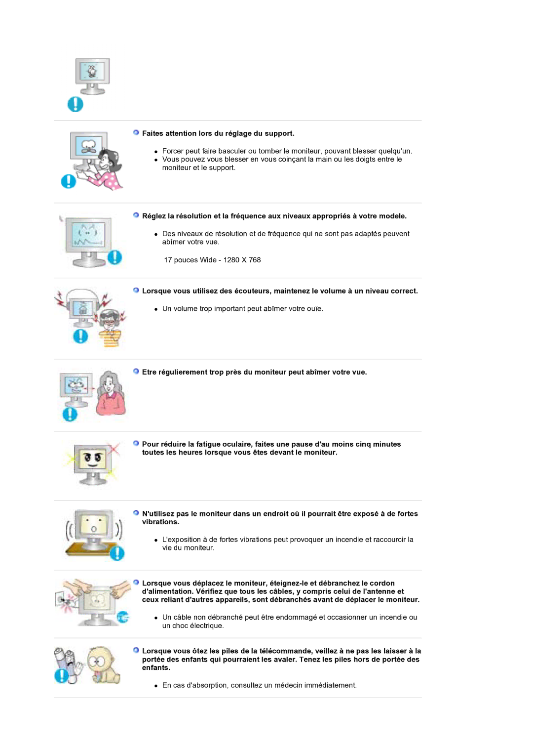 Samsung MH17WSSS/EDC manual Faites attention lors du réglage du support 