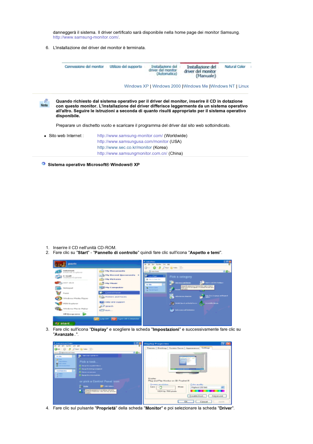 Samsung MH17WSSS/EDC manual Sistema operativo Microsoft Windows XP 