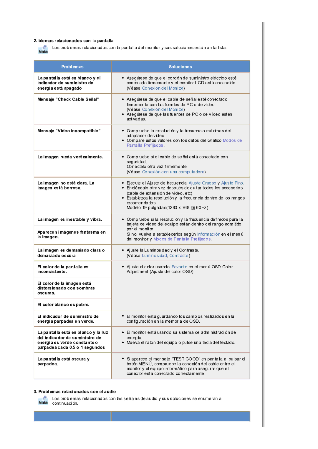 Samsung MH17WSSS/EDC manual Problemas Soluciones 