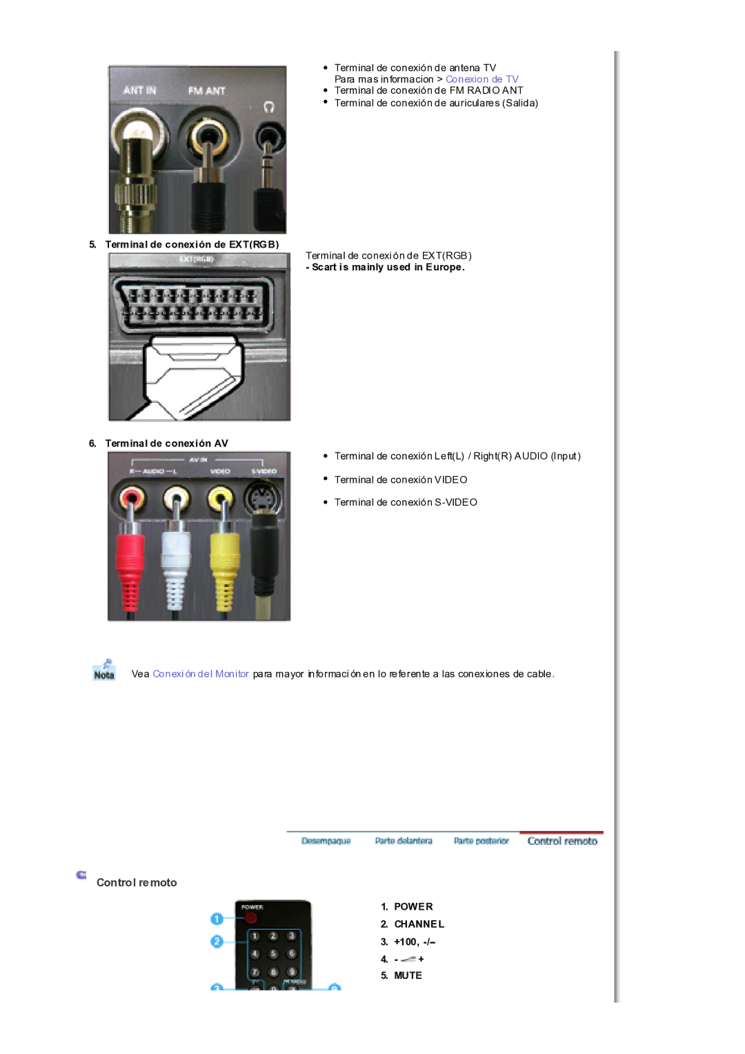 Samsung MH17WSSS/EDC manual Control remoto, Power Channel, Mute 