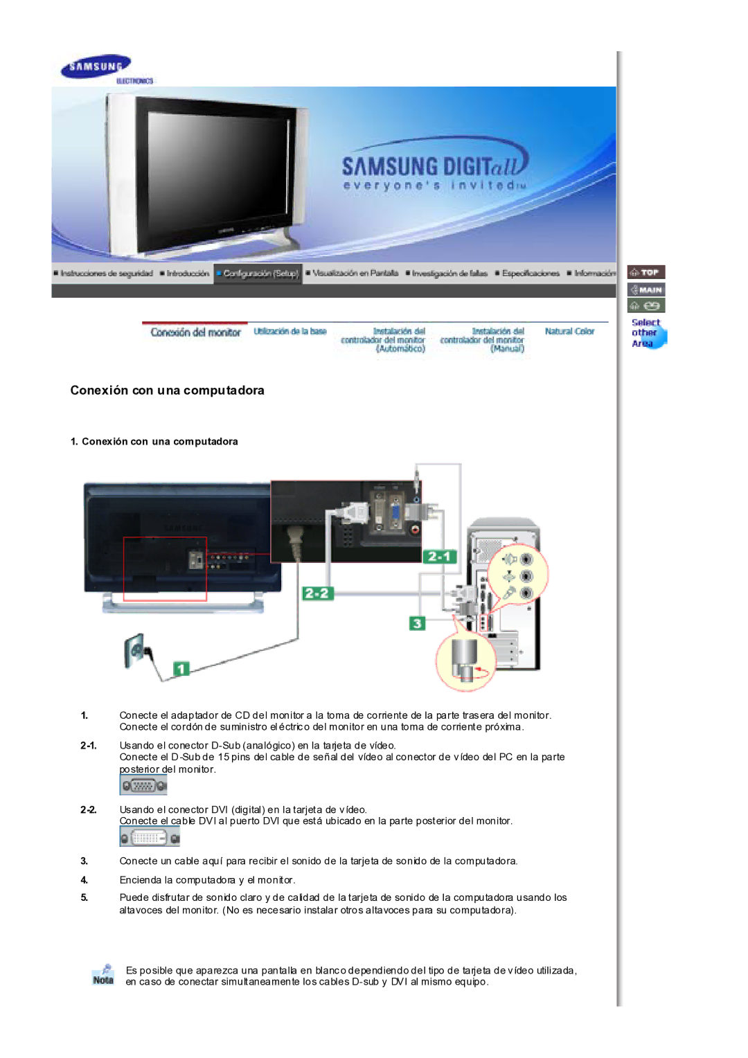 Samsung MH17WSSS/EDC manual Conexión con una computadora 