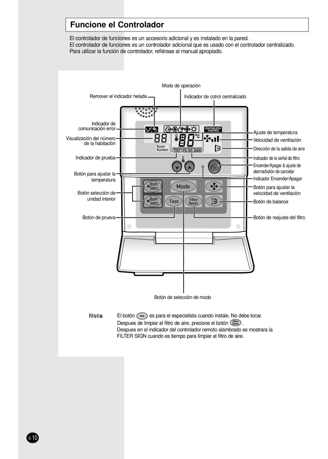 Samsung MH30VP2-12, MH30VP2-09, MH18VP2-09, MH19VP2-12, MH19VP2-07 manuel dutilisation Funcione el Controlador 