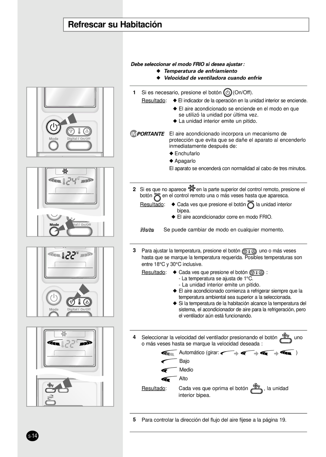 Samsung MH19VP2-07, MH30VP2-12, MH30VP2-09, MH18VP2-09, MH19VP2-12 manuel dutilisation Refrescar su Habitación 