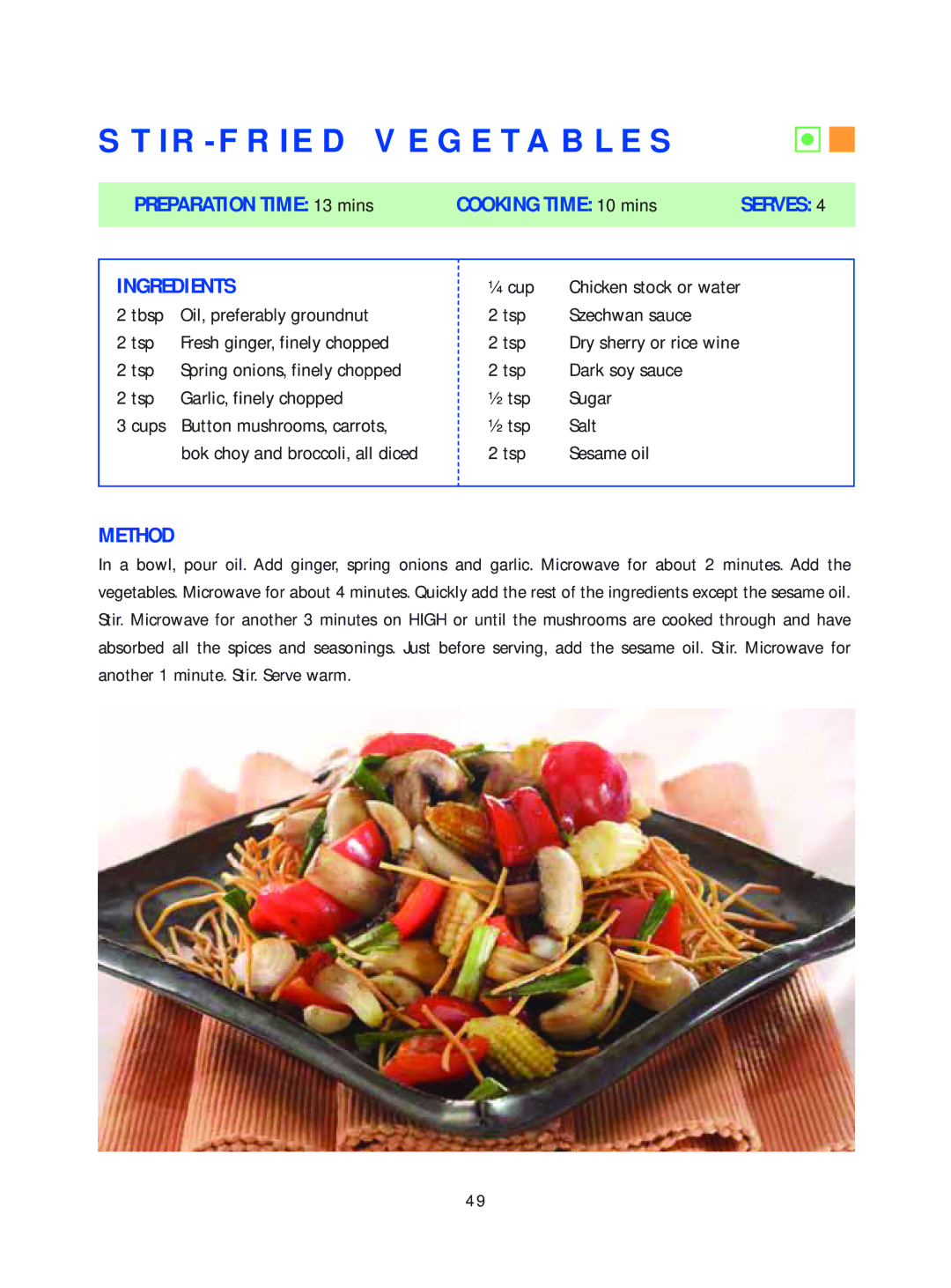 Samsung Microwave Oven warranty STIR-FRIED Vegetables 