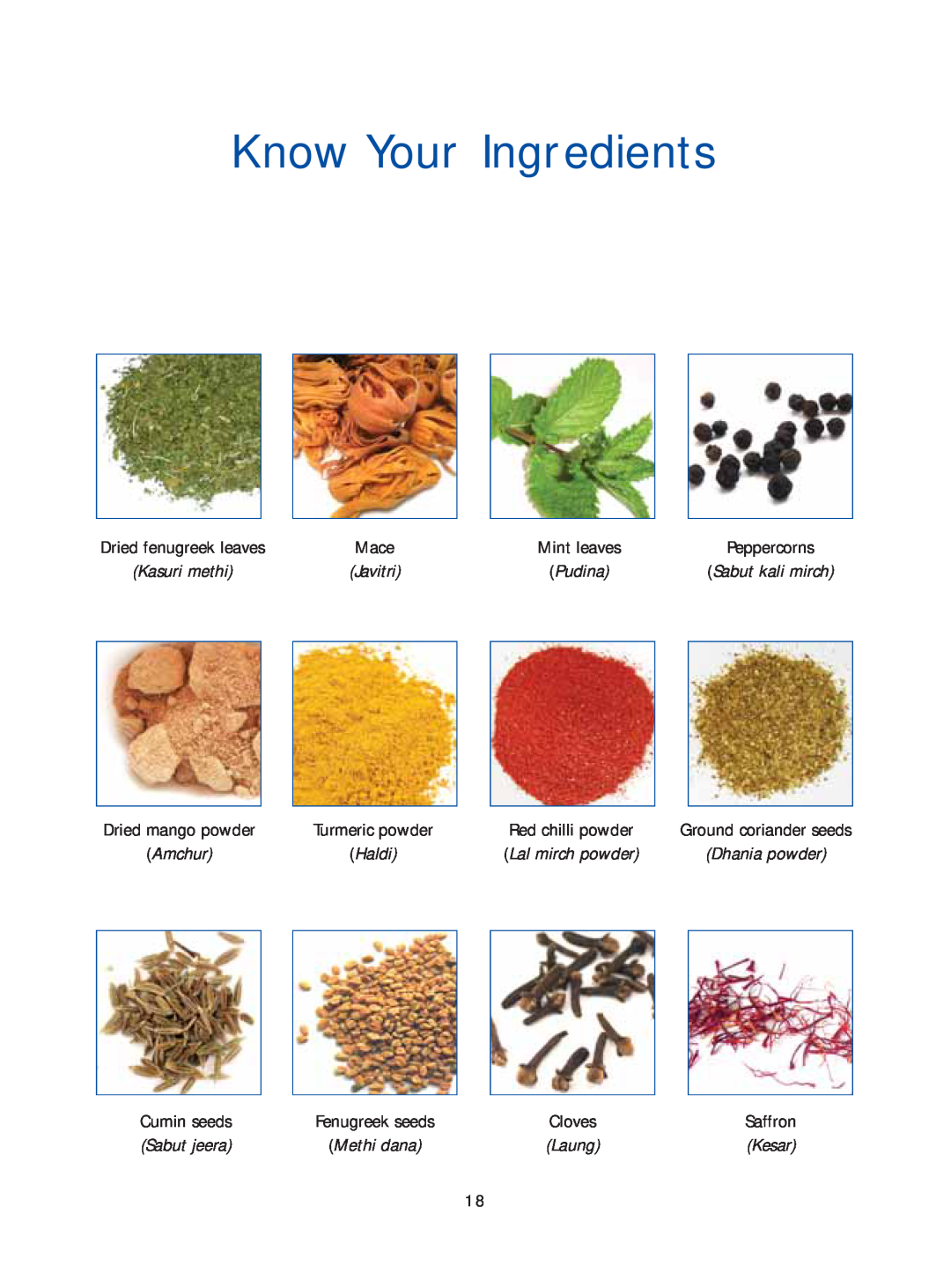 Samsung Microwave Oven Know Your Ingredients, Sabut jeera, Dhania powder, Methi dana, Dried fenugreek leaves, Peppercorns 