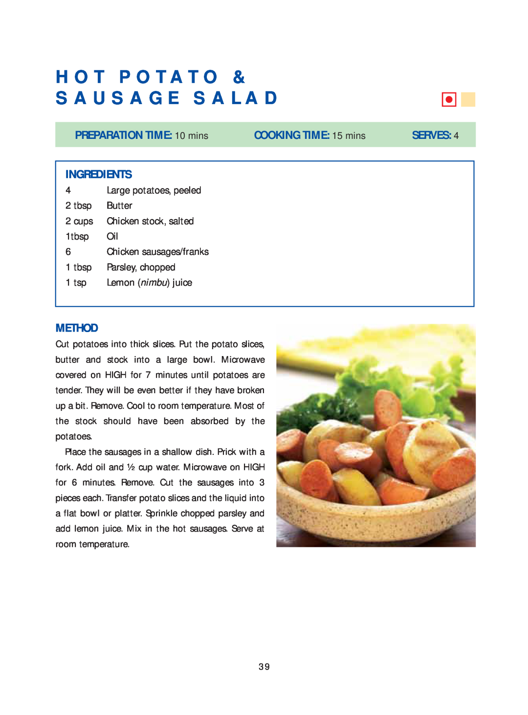 Samsung Microwave Oven warranty Hot Potato & Sausage Salad 