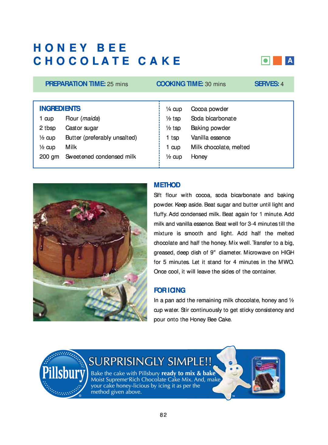 Samsung Microwave Oven Honey Bee Chocolate Cake, PREPARATION TIME: 25 mins, COOKING TIME: 30 mins, Serves, Ingredients 