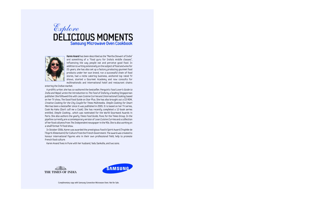 Samsung warranty Explore, Delicious Moments, Samsung Microwave Oven Cookbook, The Times Of India 