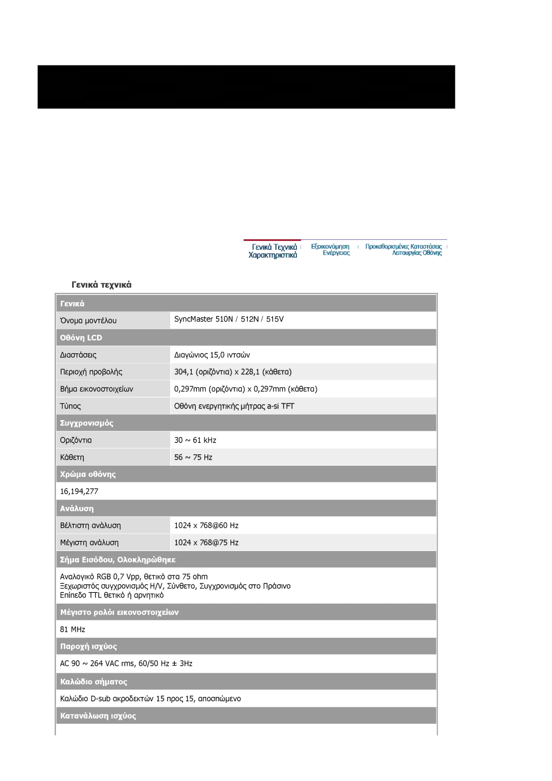 Samsung MJ17ASKN/EDC, MJ17ASKS/EDC, MJ19BSTSQ/EDC manual Όνοµα µοντέλου SyncMaster 510N / 512N 