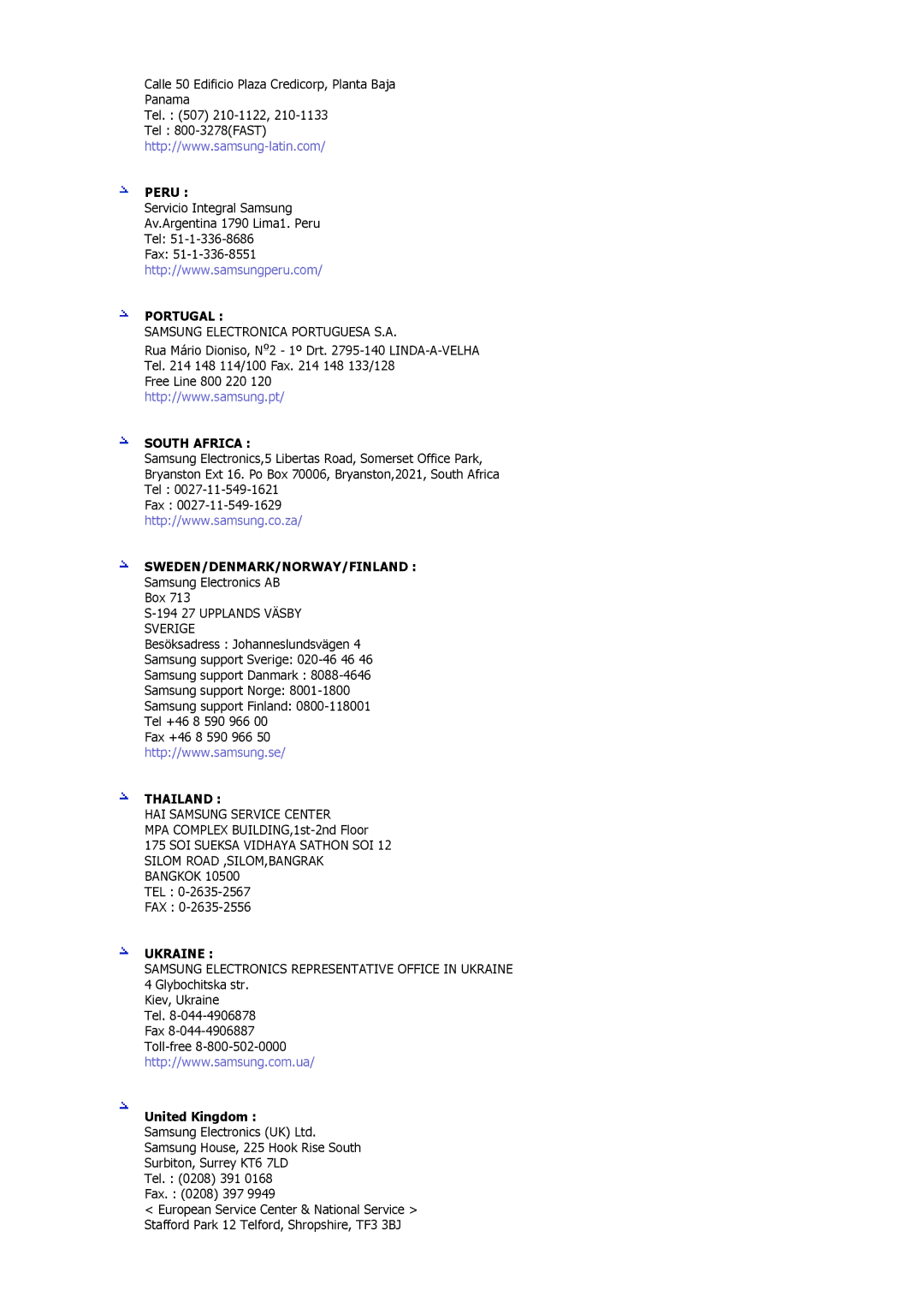 Samsung MJ19BSTSQ/EDC, MJ17ASKN/EDC, MJ17ASKS/EDC manual Portugal, United Kingdom 