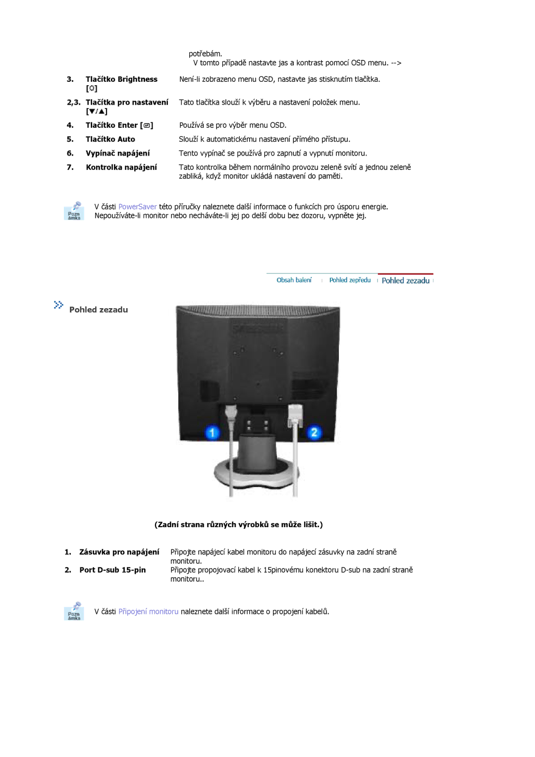 Samsung MJ17ASSN/EDC, MJ17ASKN/EDC, MJ17ASTS/EDC, MJ17ASKS/EDC, MJ17BSTSQ/EDC, MJ15ASSS/EDC, MJ15ASKS/EDC manual Pohled zezadu 