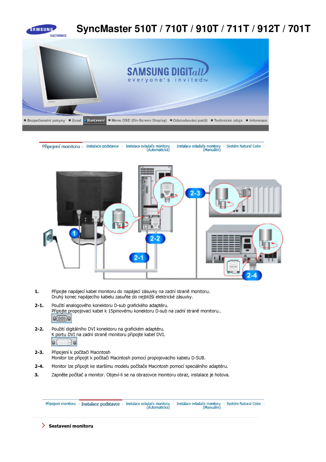 Samsung MJ17ASTS/EDC, MJ17ASKN/EDC, MJ17ASSN/EDC, MJ17ASKS/EDC, MJ17BSTSQ/EDC, MJ15ASSS/EDC, MJ15ASKS/EDC Sestavení monitoru 