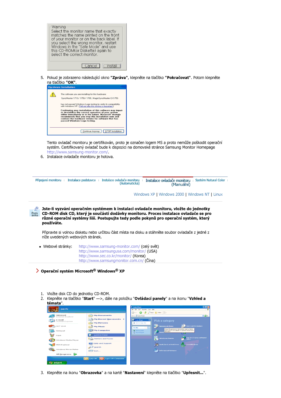 Samsung MJ15ASKS/EDC, MJ17ASKN/EDC, MJ17ASSN/EDC, MJ17ASTS/EDC, MJ17ASKS/EDC manual Operační systém Microsoft Windows XP 