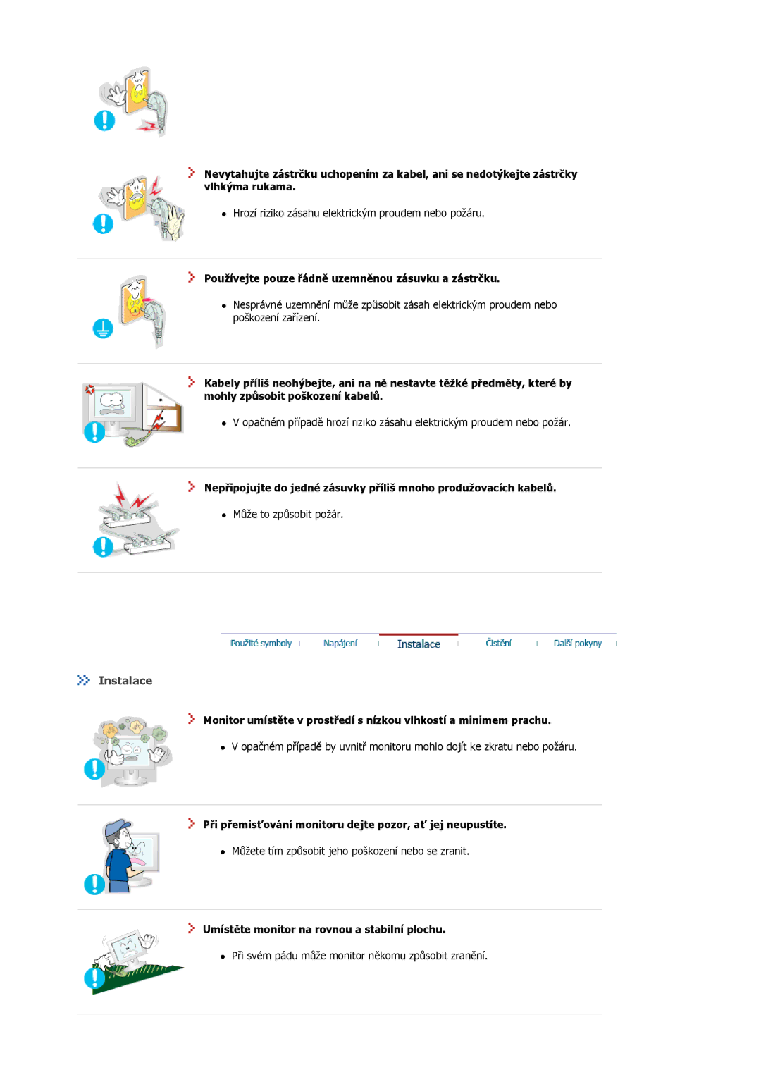 Samsung MJ17ASKS/EDC, MJ17ASKN/EDC, MJ17ASSN/EDC manual Instalace, Používejte pouze řádně uzemněnou zásuvku a zástrčku 