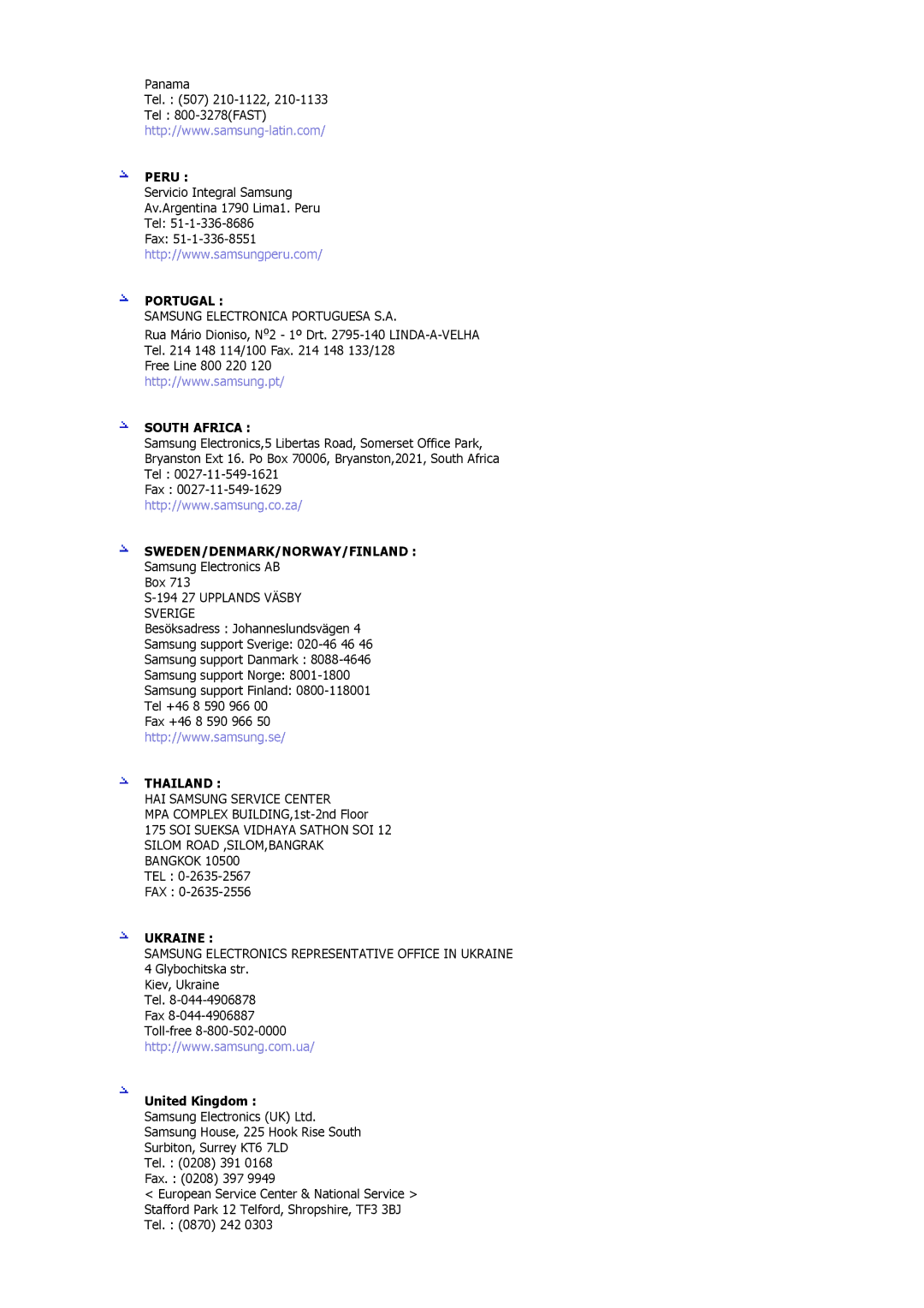 Samsung MJ15ASSN/EDC, MJ17ASKN/EDC, MJ17ASSN/EDC, MJ17ASTS/EDC, MJ17ASKS/EDC, MJ17BSTSQ/EDC manual Portugal, United Kingdom 