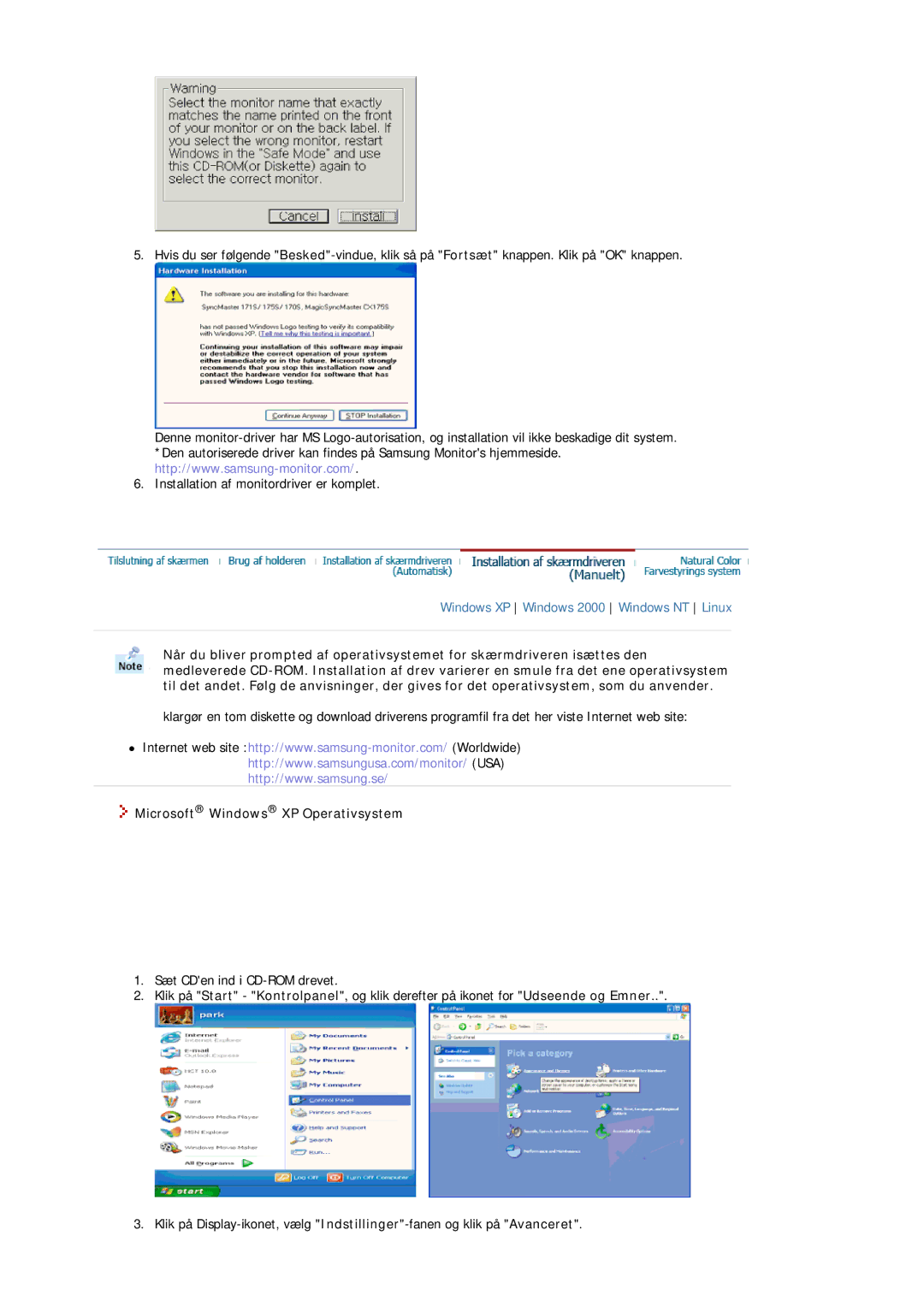 Samsung MJ17ASAS/EDC, MJ17ASKN/EDC manual Windows XP Windows 2000 Windows NT Linux, Microsoft Windows XP Operativsystem 