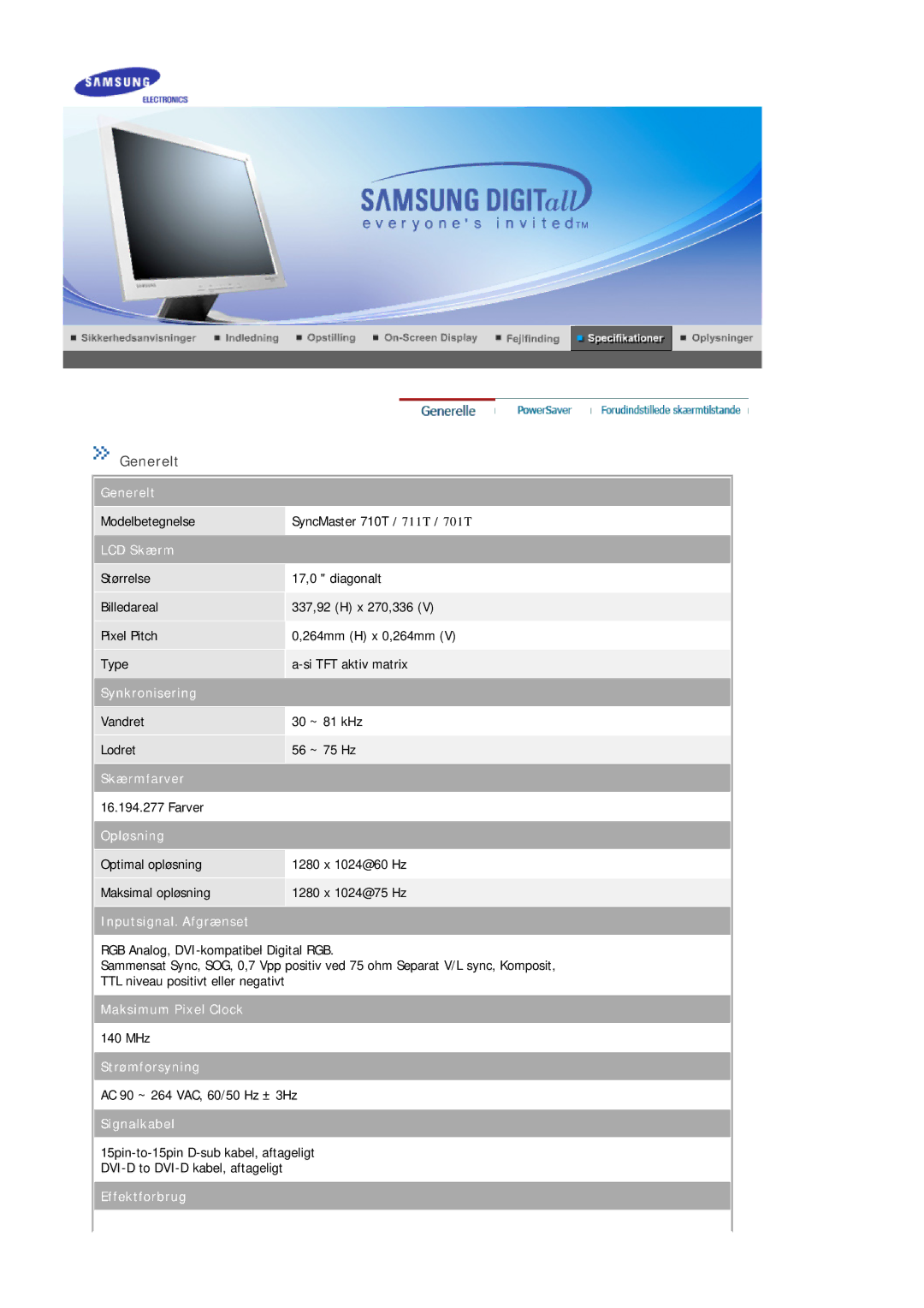 Samsung MJ17ASTS/EDC, MJ17ASKN/EDC, MJ17ASKS/EDC, MJ17BSTSQ/EDC, MJ15ASKS/EDC, MJ17ASAS/EDC, MJ17BSTSD/EDC Generelt, LCD Skærm 