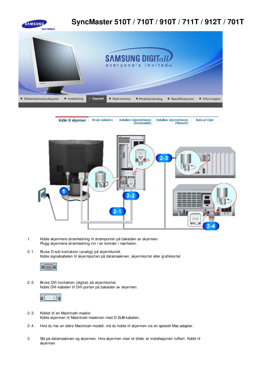 Samsung MJ17ASTS/EDC, MJ17ASKN/EDC, MJ17ASKS/EDC, MJ17BSTSQ/EDC manual SyncMaster 510T / 710T / 910T / 711T / 912T / 701T 