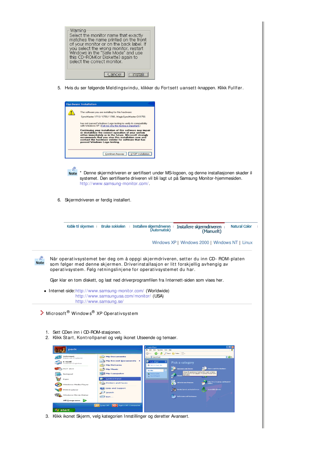 Samsung MJ17ASAS/EDC, MJ17ASKN/EDC, MJ17ASTS/EDC, MJ17ASKS/EDC, MJ17BSTSQ/EDC manual Microsoft Windows XP Operativsystem 