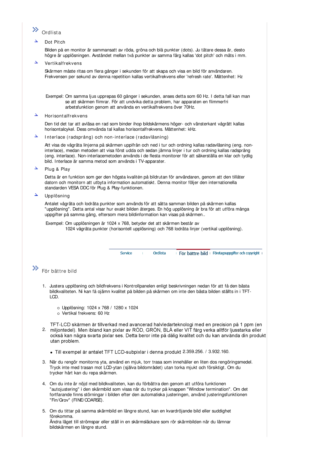 Samsung MJ17BSTSQ/EDC, MJ17ASKN/EDC, MJ17ASTS/EDC, MJ17ASKS/EDC, MJ15ASKS/EDC, MJ17ASAS/EDC manual Ordlista, För bättre bild 