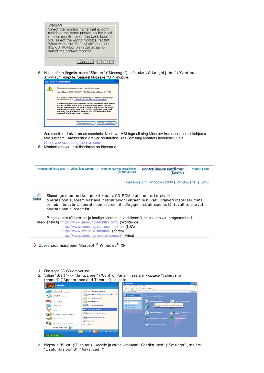 Samsung MJ17BSTSQ/EDC, MJ17ASKN/EDC, MJ17ASTS/EDC, MJ17ASKS/EDC, MJ15ASKS/EDC manual Windows XP Windows 2000 Windows NT Linux 