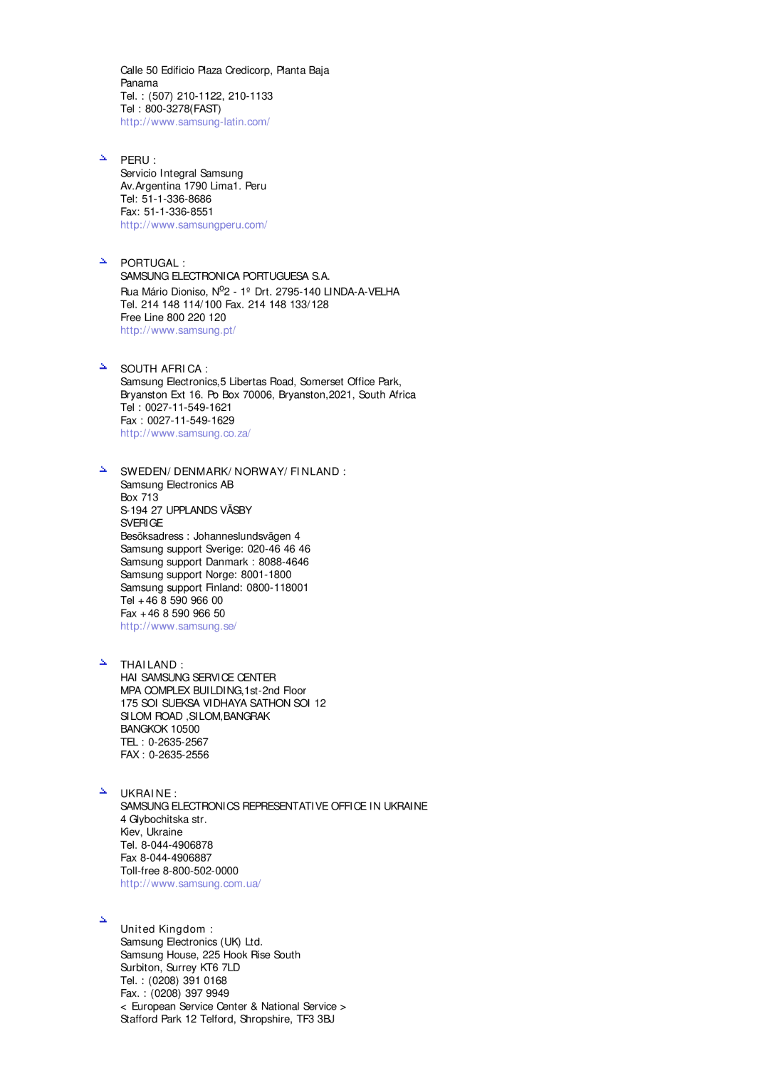 Samsung MJ15ASKS/EDC, MJ17ASKN/EDC, MJ17ASTS/EDC, MJ17ASKS/EDC, MJ17BSTSQ/EDC, MJ15ASKN/EDC manual Portugal, United Kingdom 