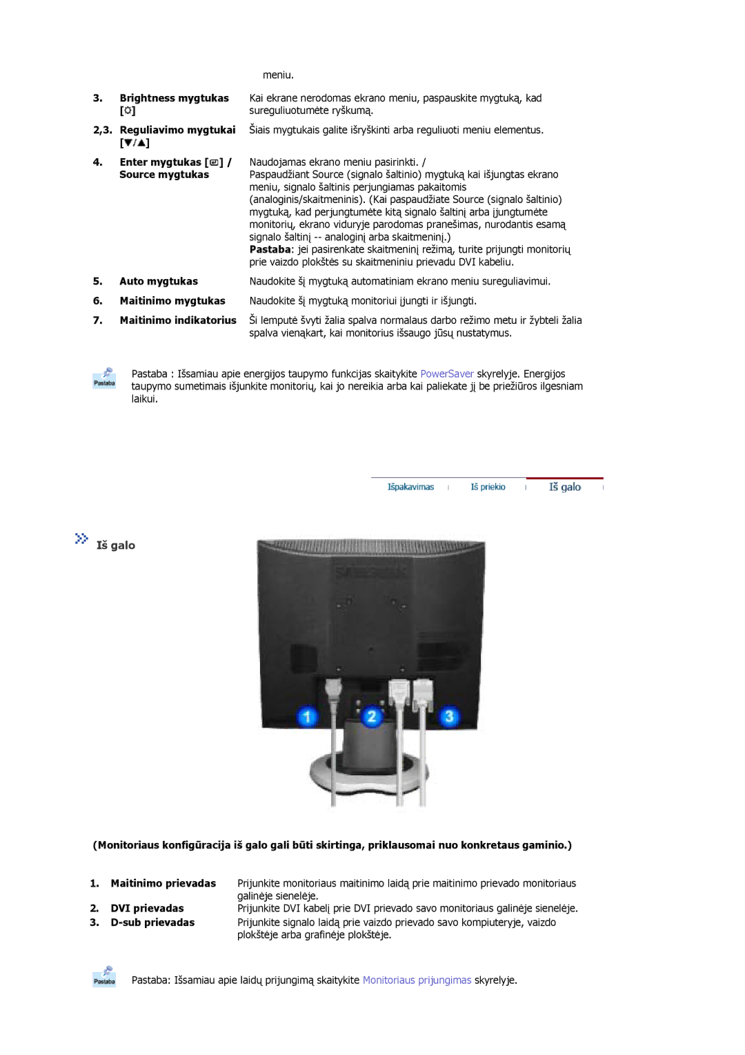 Samsung MJ17ASKS/EDC, MJ17ASKN/EDC, MJ17ASTS/EDC manual Iš galo, Sureguliuotumėte ryškumą, Source mygtukas, Auto mygtukas 