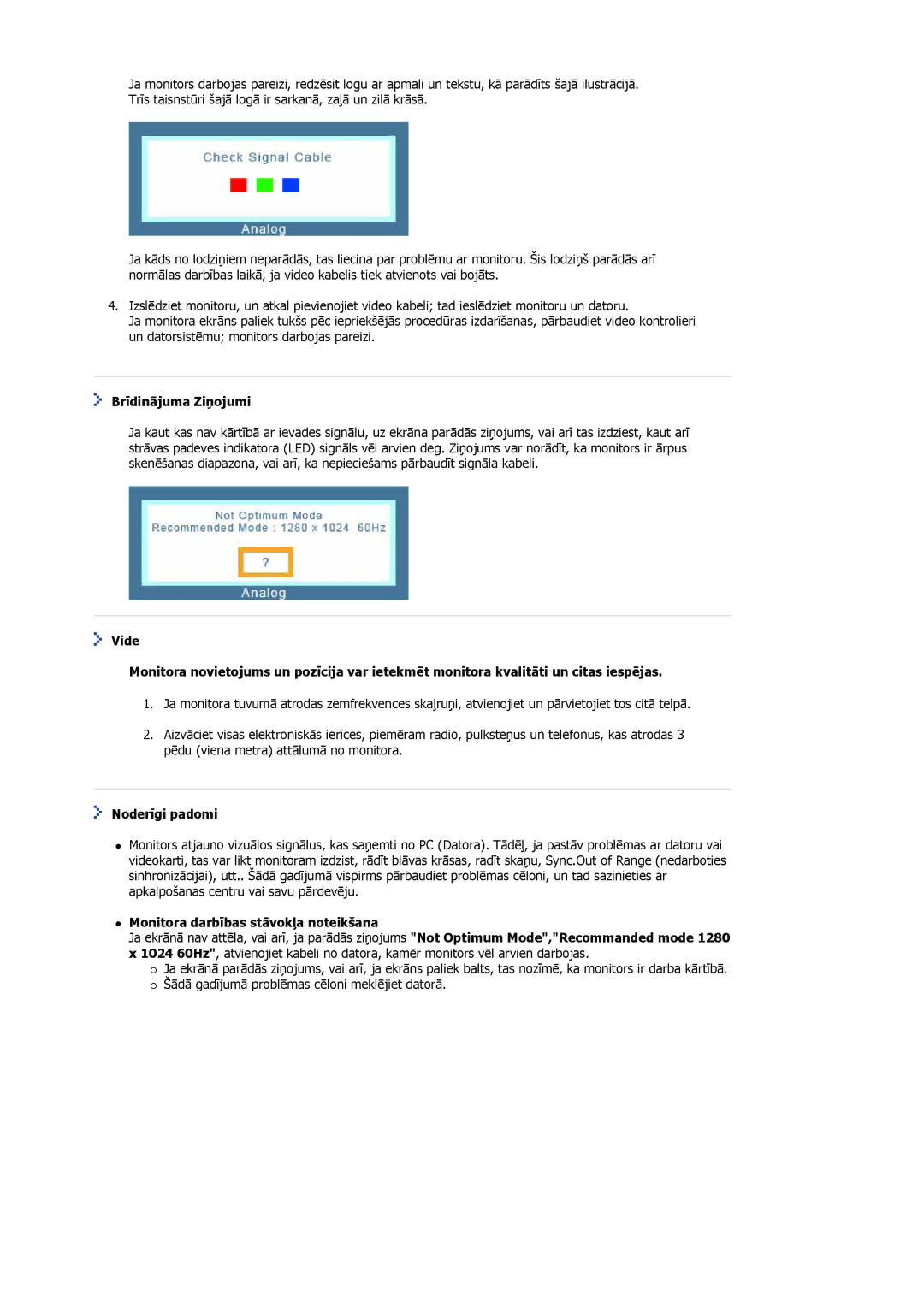 Samsung MJ17BSTSD/EDC, MJ17ASKN/EDC manual Brīdinājuma Ziņojumi, Noderīgi padomi, Monitora darbības stāvokļa noteikšana 