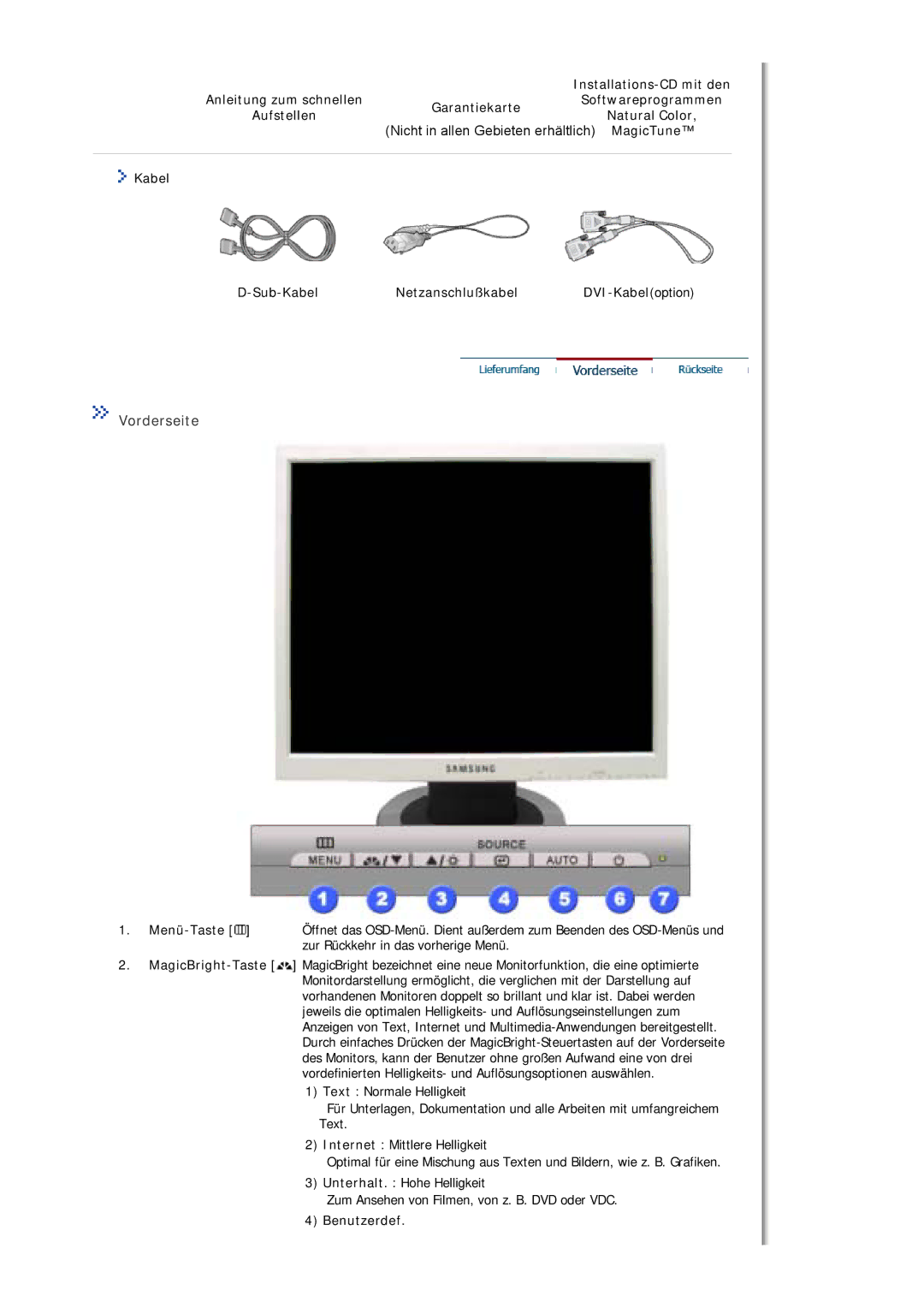 Samsung MJ17ASSS/EDC, MJ17ASKN/EDC, MJ17BSKSQ/EDC, MJ17ASSN/EDC, MJ17ASTS/EDC, MJ17ASKS/EDC, MJ17BSTSQ/EDC manual Vorderseite 