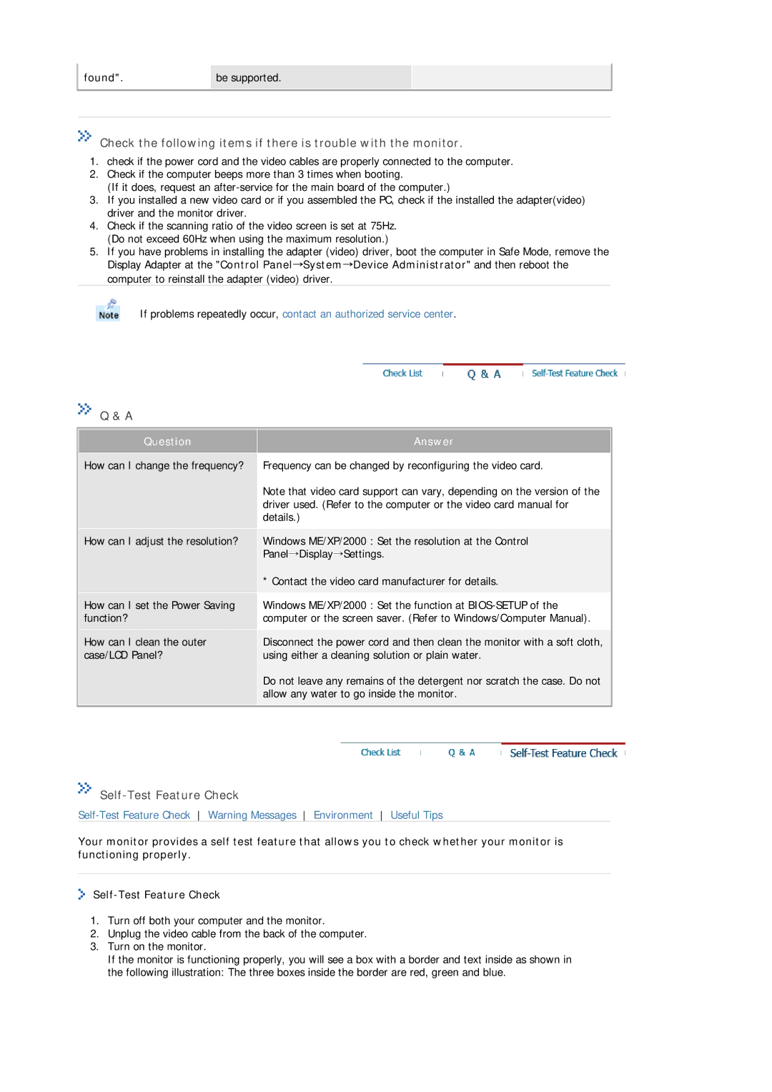 Samsung MJ17BSKSQ/EDC, MJ17ASKN/EDC, MJ17ASSN/EDC, MJ17BSANQ/XSJ, MJ17BSABV/XSJ Self-Test Feature Check, Found Be supported 