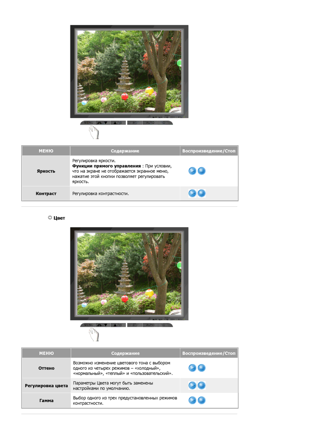 Samsung MJ19BSTBV/EDC, MJ17ASKN/EDC manual Цвет, Функции прямого управления При условии, Оттено Регулировка цвета Гамма 