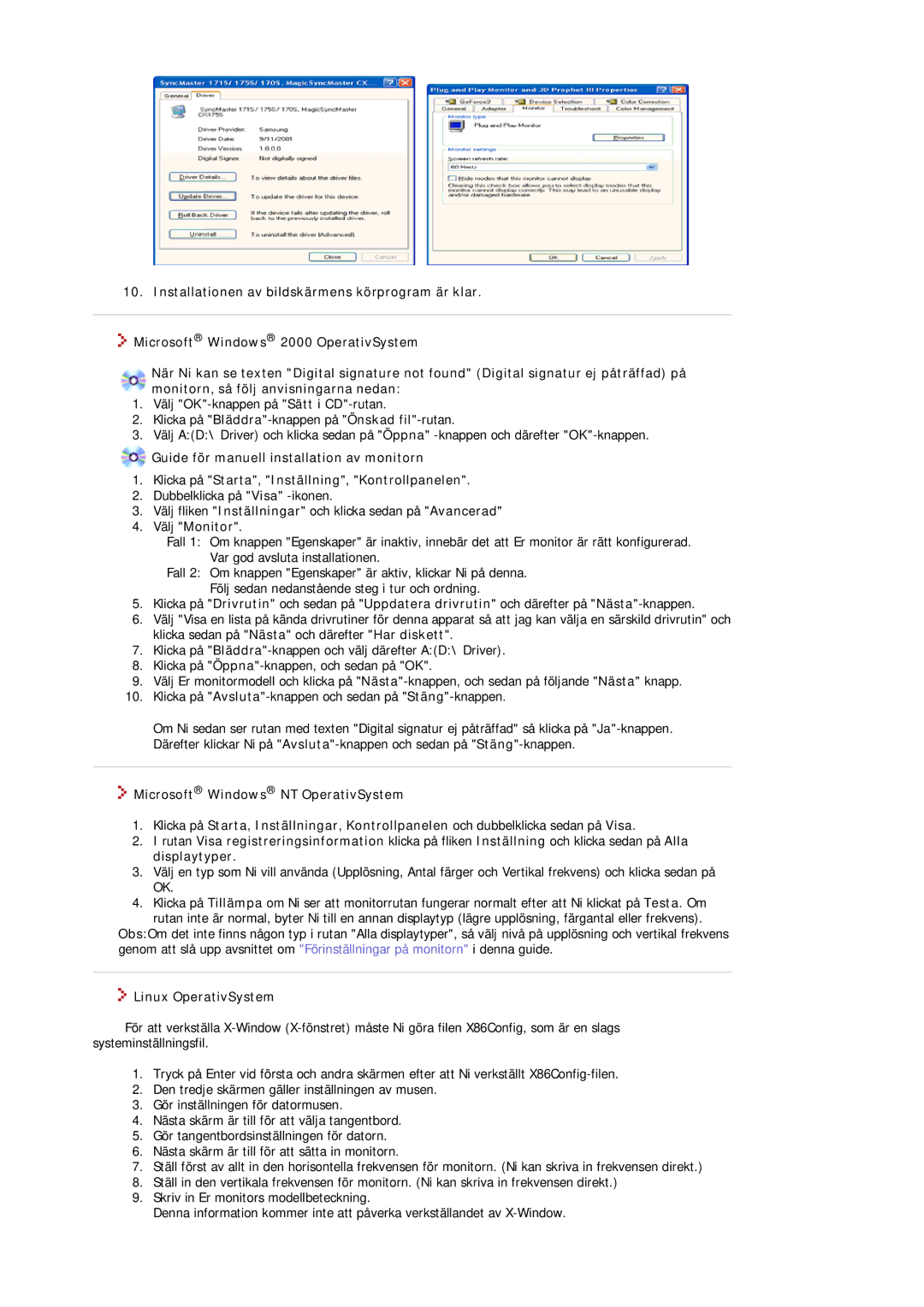 Samsung MJ17ASKN/EDC, MJ19BSTBV/EDC, MJ17ASTS/EDC, MJ17ASKS/EDC Microsoft Windows NT OperativSystem, Linux OperativSystem 