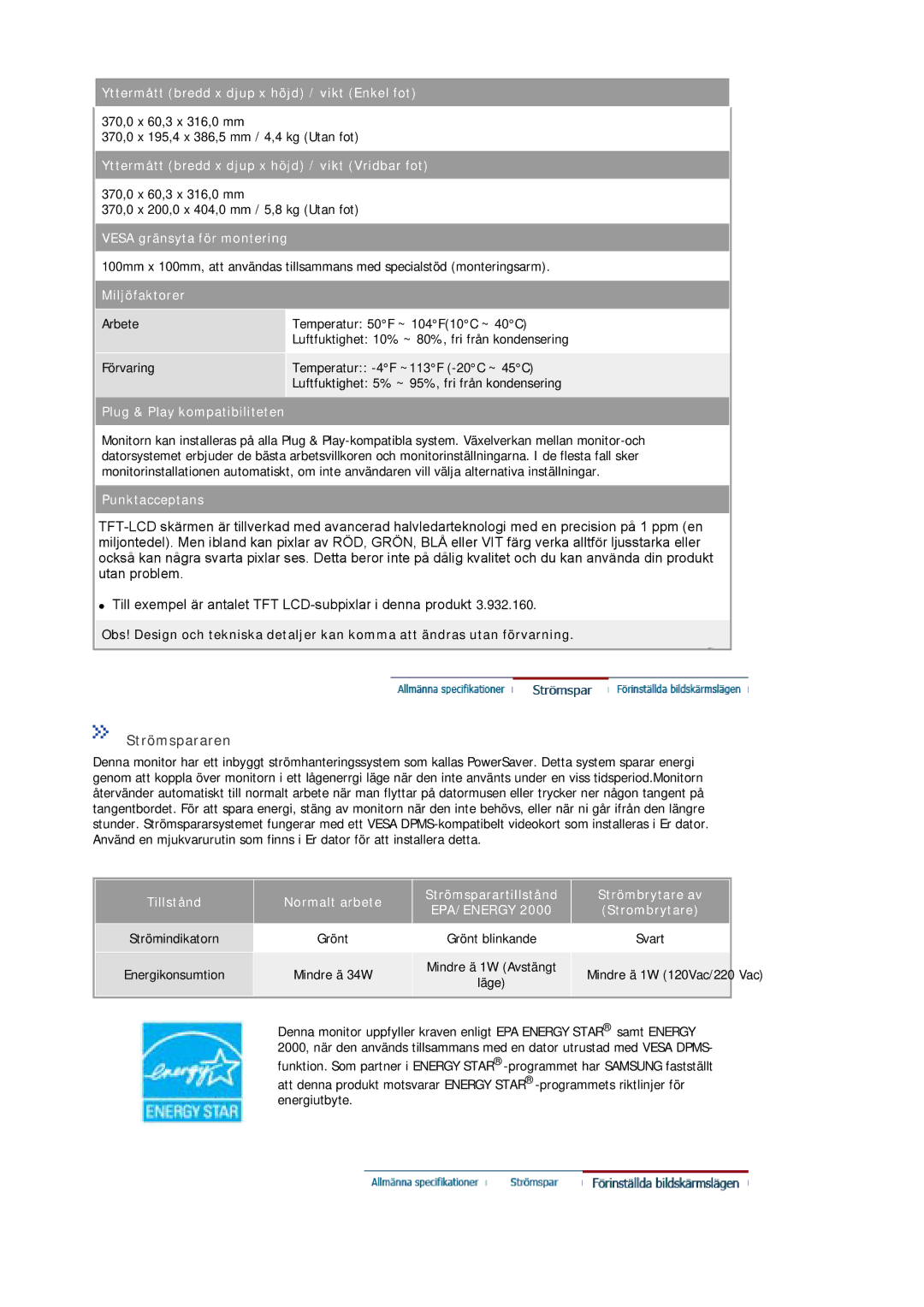 Samsung MJ17ASTS/EDC, MJ17ASKN/EDC, MJ19BSTBV/EDC, MJ17ASKS/EDC, MJ19ASKS/EDC, MJ19BSTSQ/EDC, MJ17BSTSQ/EDC manual Epa/Energy 