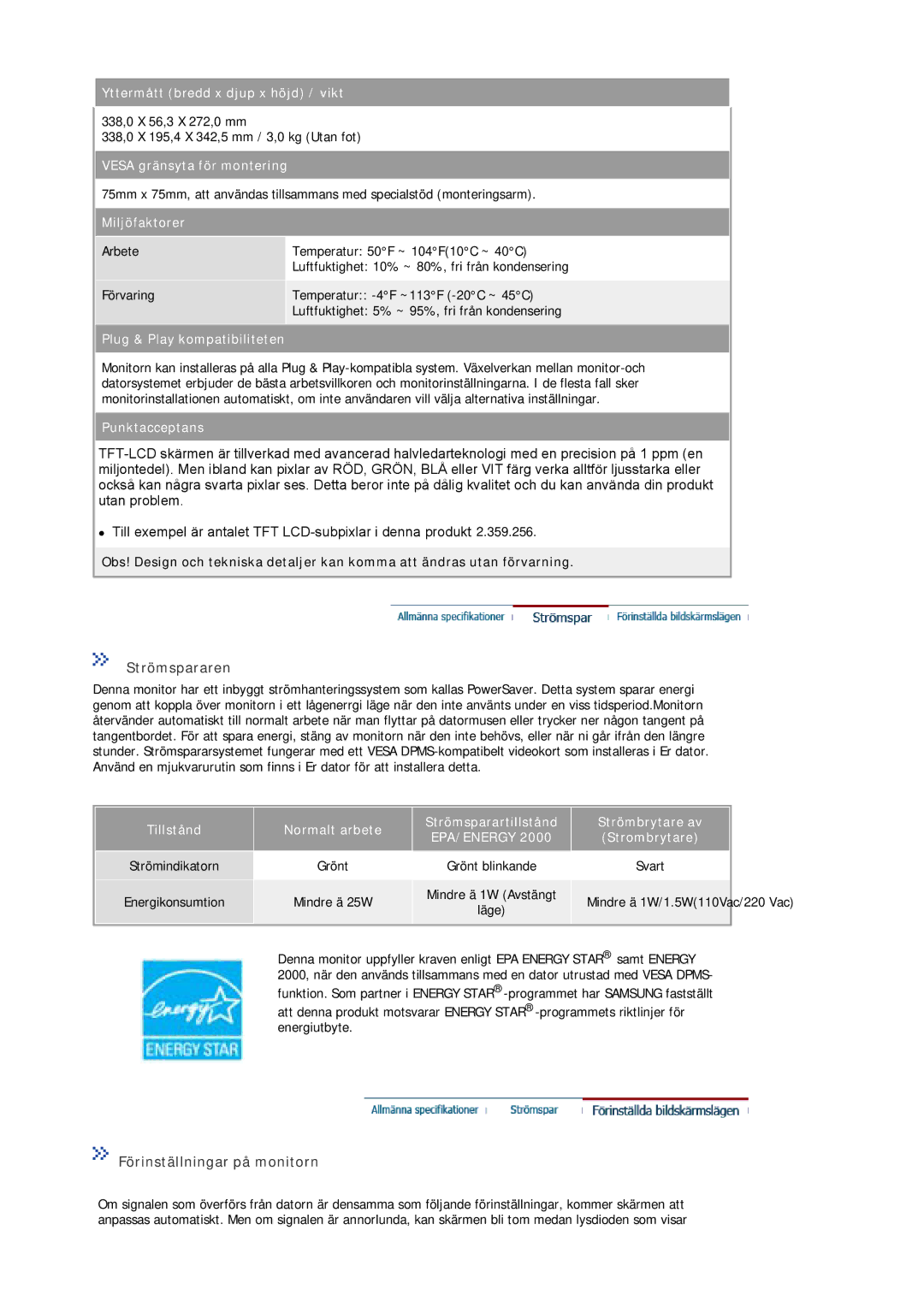 Samsung MJ17ASKN/EDC, MJ19BSTBV/EDC, MJ17ASTS/EDC, MJ17ASKS/EDC, MJ19ASKS/EDC, MJ19BSTSQ/EDC, MJ17BSTSQ/EDC manual Strömspararen 