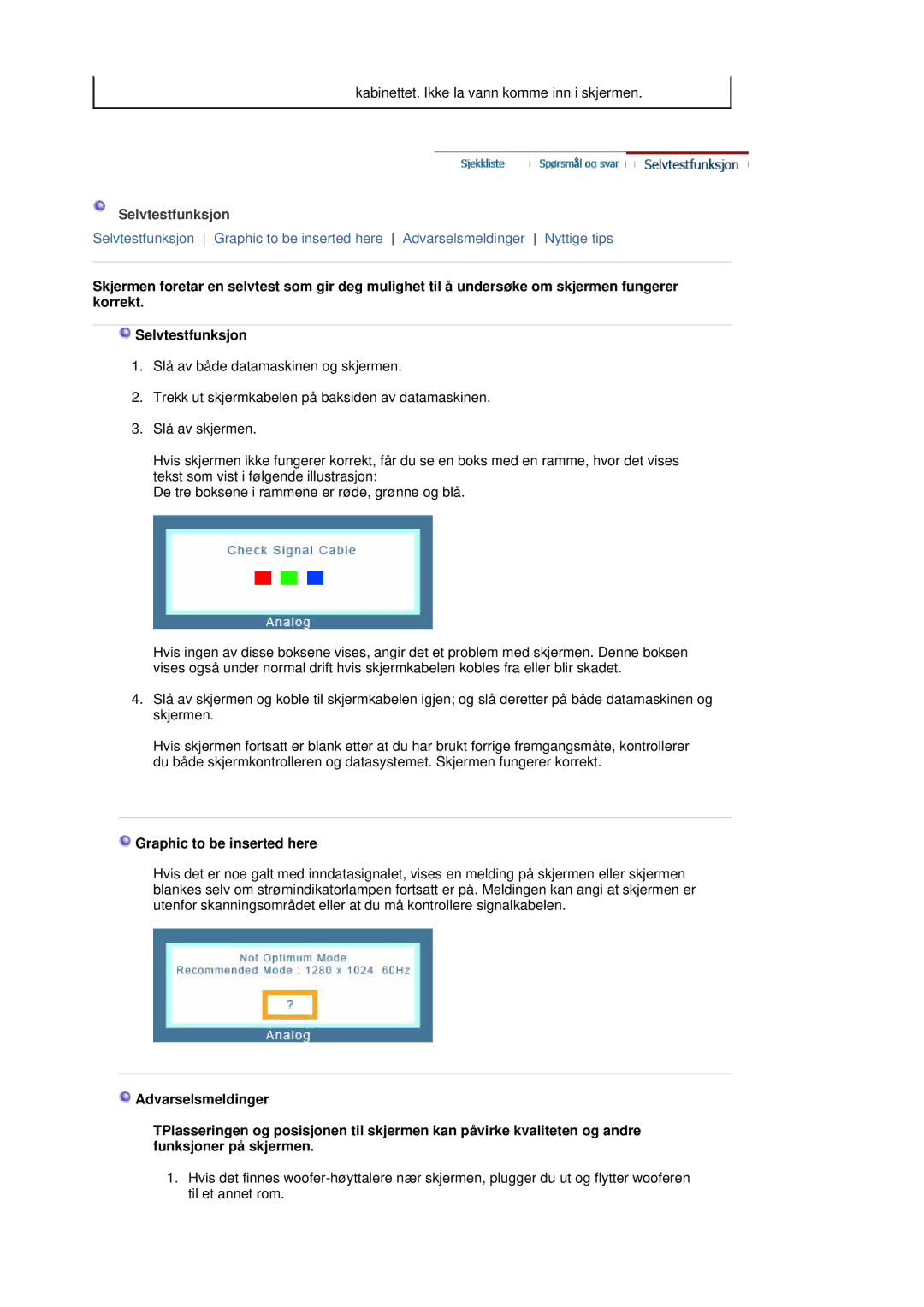 Samsung MJ17ASAS/EDC, MJ17ASKN/EDC, MJ19BSTBV/EDC, MJ17ASTS/EDC, MJ17ASKS/EDC Selvtestfunksjon, Graphic to be inserted here 