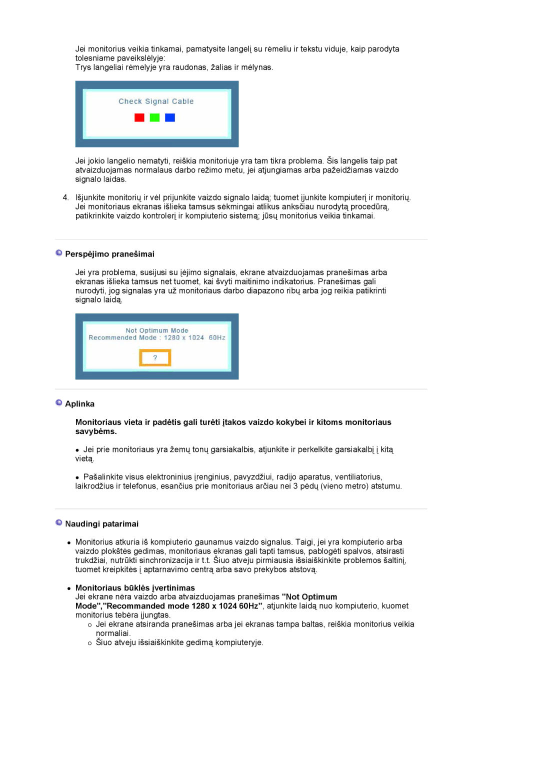 Samsung MJ17BSTSQ/EDC, MJ17ASKN/EDC, MJ19BSTBV/EDC, MJ17ASTS/EDC, MJ17ASKS/EDC, MJ19BSTSQ/EDC manual Perspėjimo pranešimai 