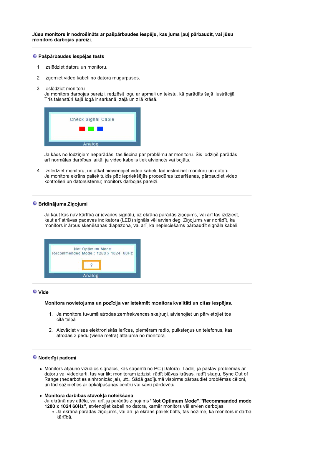 Samsung MJ17ASKN/EDC, MJ19BSTBV/EDC manual Brīdinājuma Ziņojumi, Noderīgi padomi, Monitora darbības stāvokļa noteikšana 