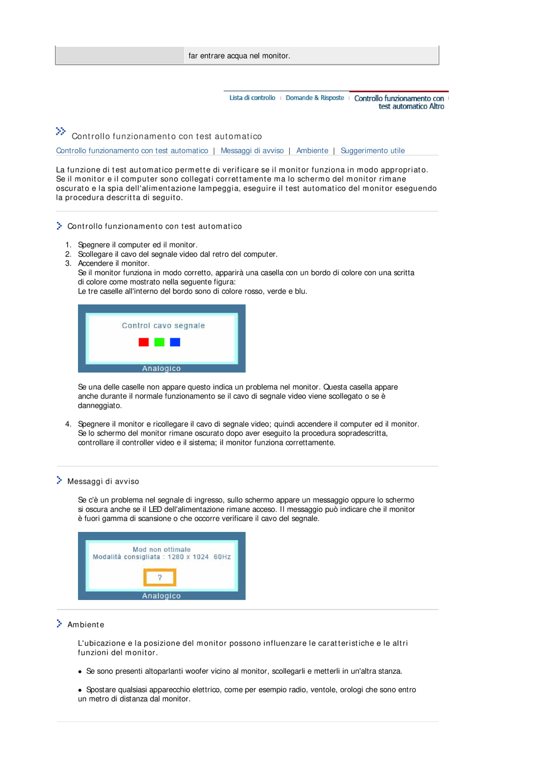 Samsung MJ17ASSS/EDC, MJ17ASKS/EDC, MJ17BSTSQ/EDC manual Controllo funzionamento con test automatico, Messaggi di avviso 