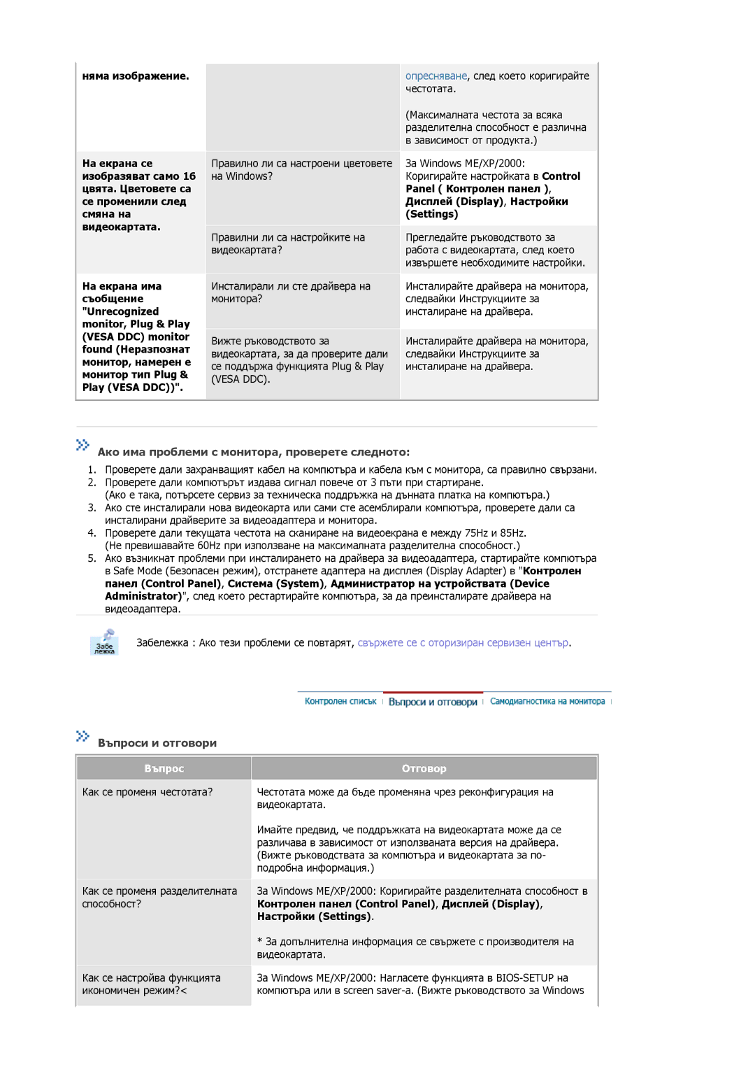 Samsung MJ15ASSS/EDC, MJ17ASKS/EDC Ако има проблеми с монитора, проверете следното, Въпроси и отговори, Няма изображение 