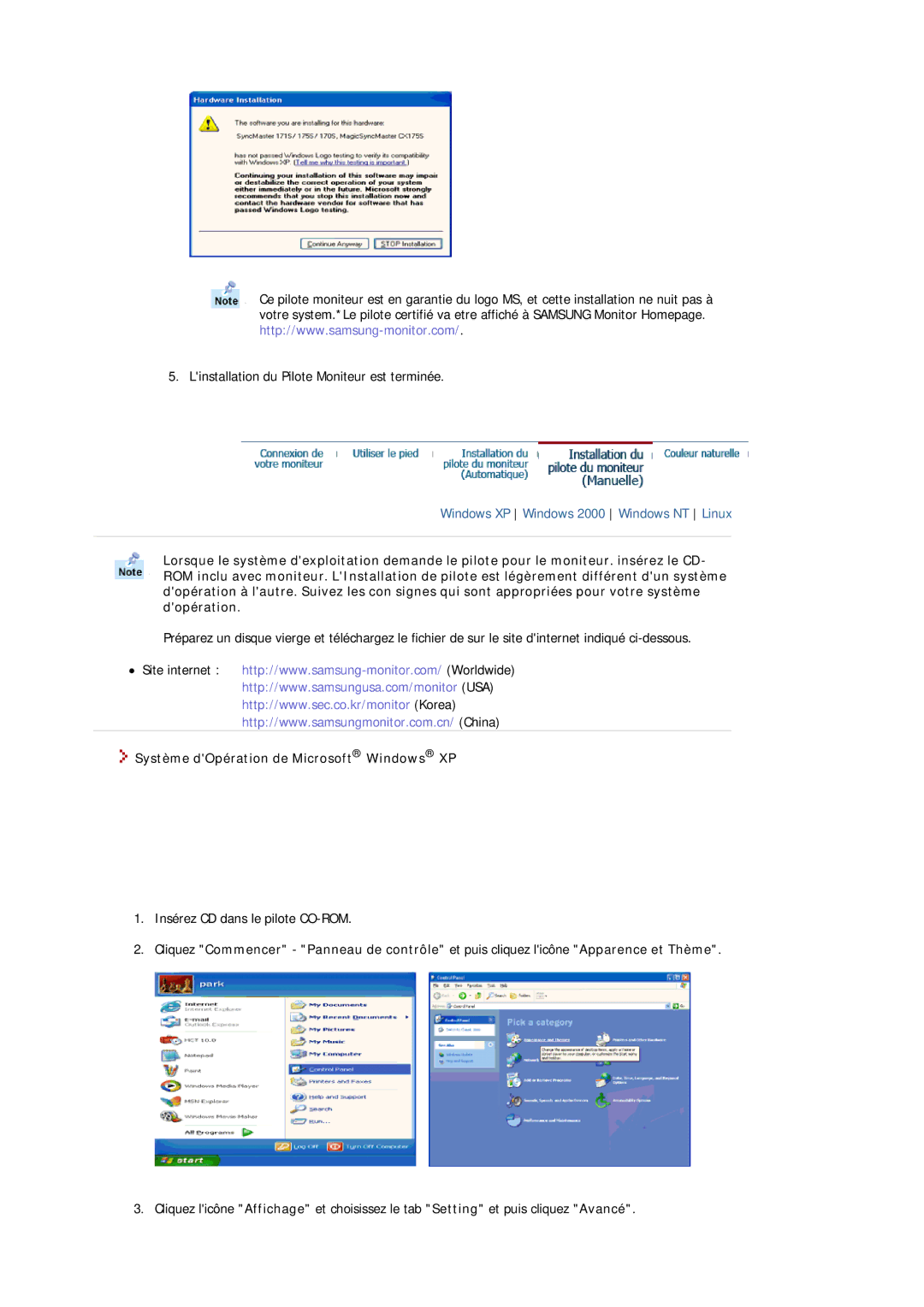 Samsung MJ15ASSS/EDC, MJ17ASTS/EDC, MJ17ASKS/EDC, MJ17BSTSQ/EDC, MJ15ASKS/EDC manual Système dOpération de Microsoft Windows XP 