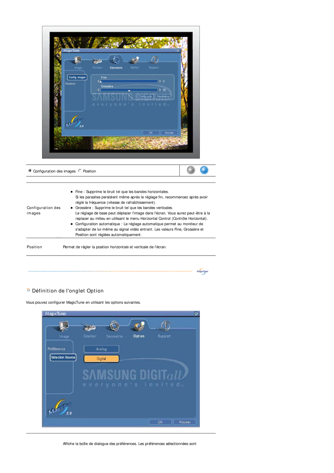 Samsung MJ17BSASQ/EDC, MJ17ASTS/EDC, MJ17ASKS/EDC, MJ17BSTSQ/EDC, MJ15ASSS/EDC manual Définition de longlet Option, Images 