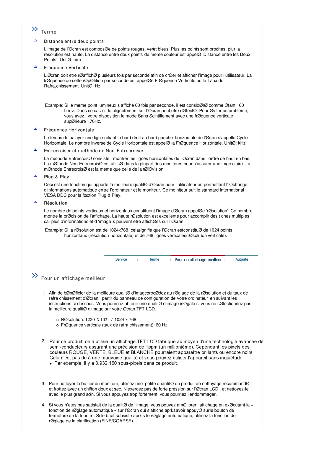 Samsung MJ17ASTS/EDC, MJ17ASKS/EDC, MJ17BSTSQ/EDC, MJ15ASSS/EDC, MJ15ASKS/EDC, MJ17BSASQ/EDC Terme, Pour un affichage meilleur 