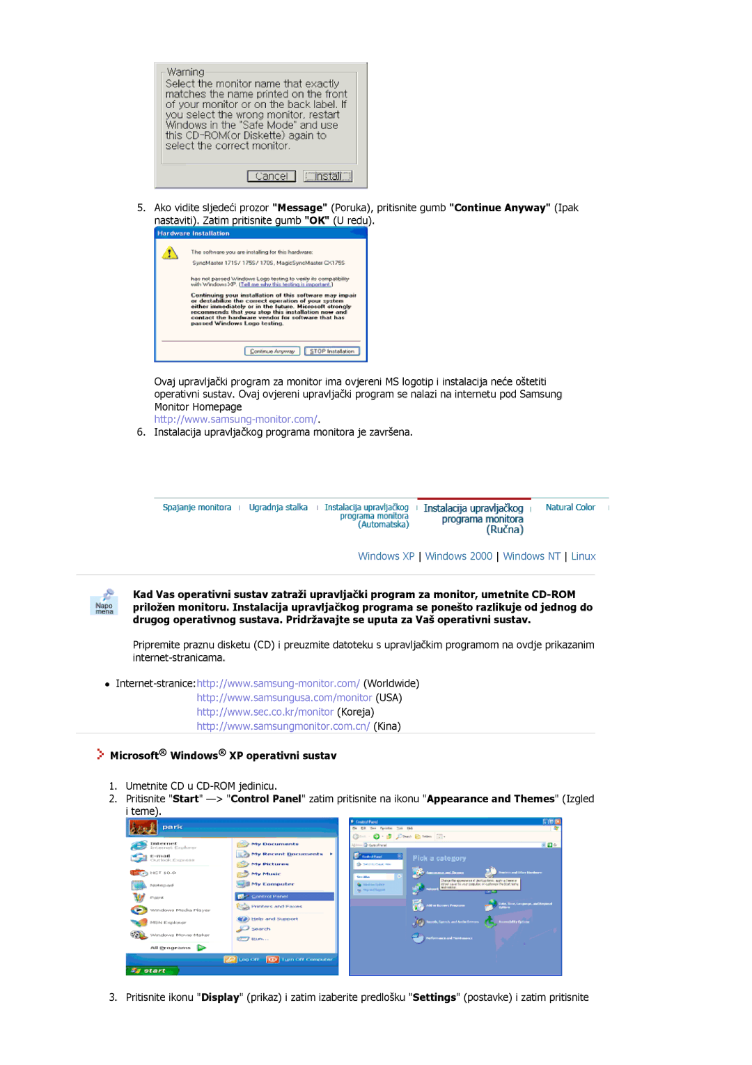 Samsung MJ15ASSS/EDC, MJ17ASTS/EDC, MJ17ASKS/EDC, MJ17BSTSQ/EDC, MJ15ASKS/EDC manual Microsoft Windows XP operativni sustav 