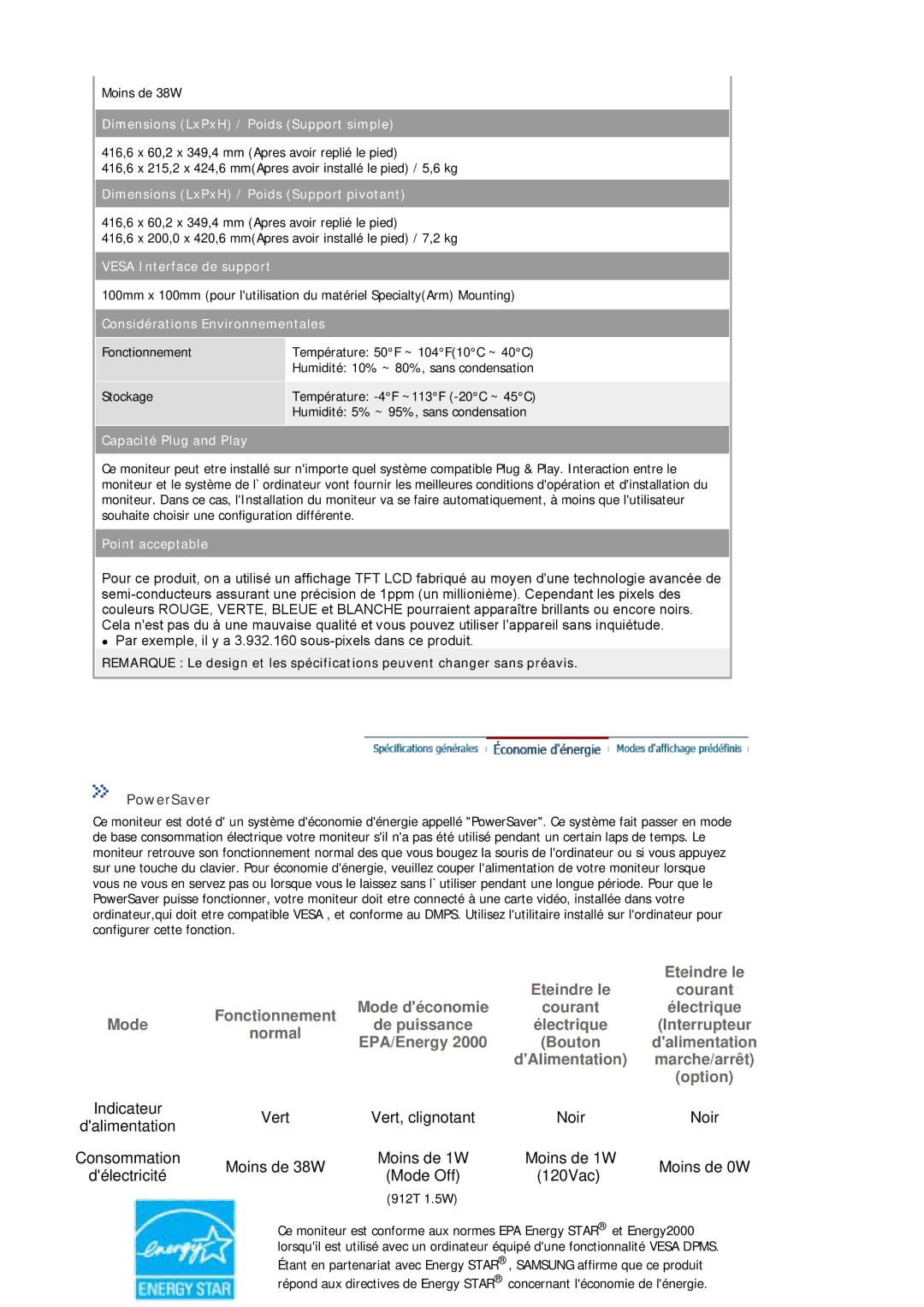 Samsung MJ19BSASQ/EDC, MJ17ASTS/EDC, MJ17ASKS/EDC, MJ19ASKS/EDC, MJ19BSTSQ/EDC, MJ17BSTSQ/EDC, MJ15BSSS/EDC manual Eteindre le 