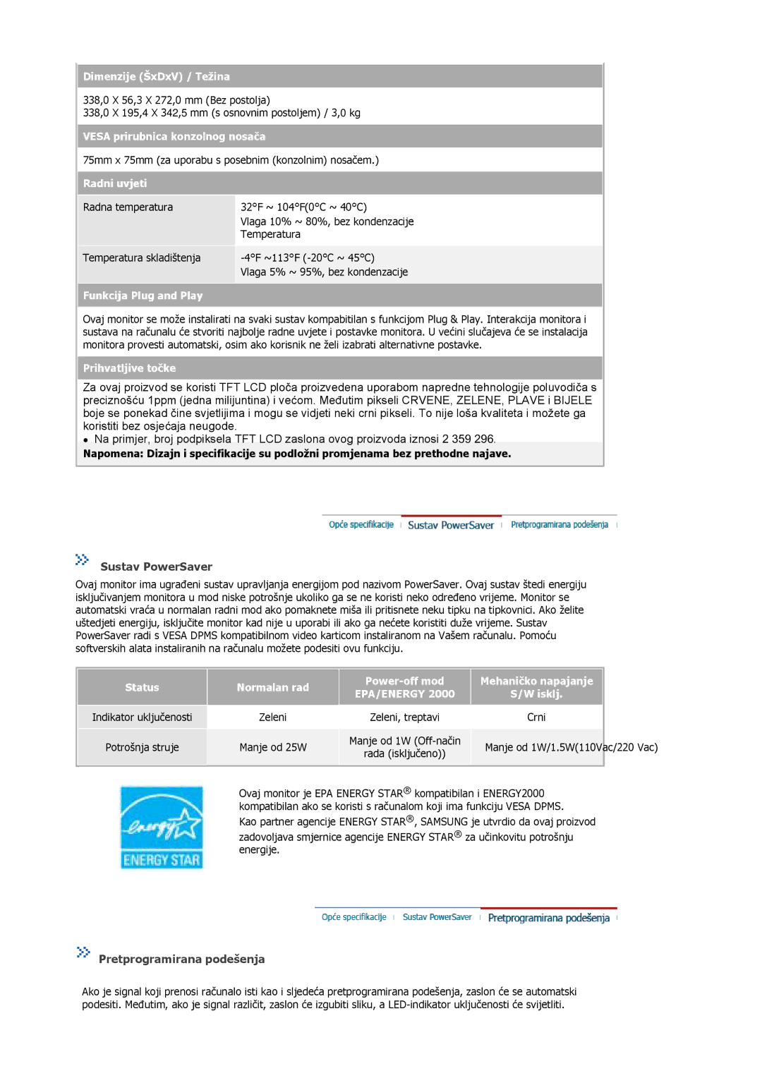 Samsung MJ17ASTS/EDC, MJ17ASKS/EDC, MJ19BSTSQ/EDC, MJ17BSTSQ/EDC, MJ15ASSS/EDC, LS19MJUKS/EDC manual Dimenzije ŠxDxV / Težina 