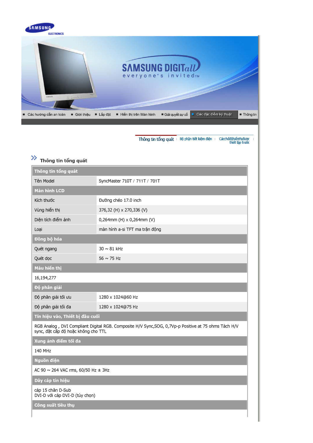 Samsung MJ17ASTS/VNT, LS15MJCKS/VNT, MJ15ASKS/VNT, LS15MJCKS/XSV manual Thông tin tổng quát, Màn hình LCD 