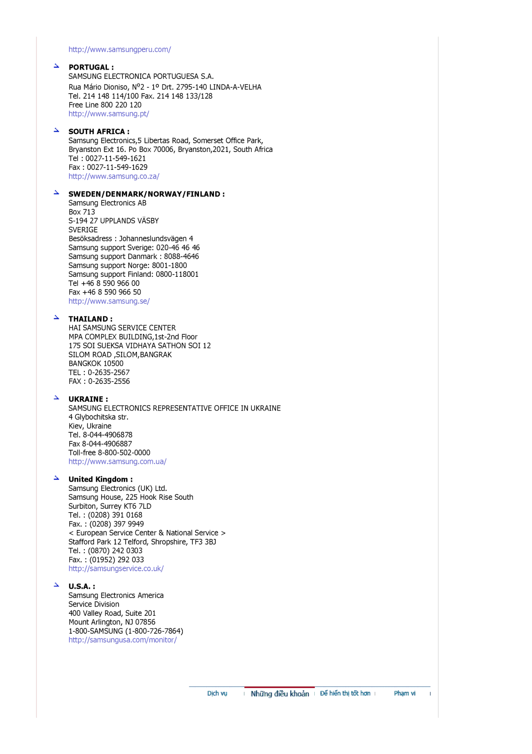 Samsung MJ17ASTS/VNT, LS15MJCKS/VNT, MJ15ASKS/VNT, LS15MJCKS/XSV manual Portugal, United Kingdom 