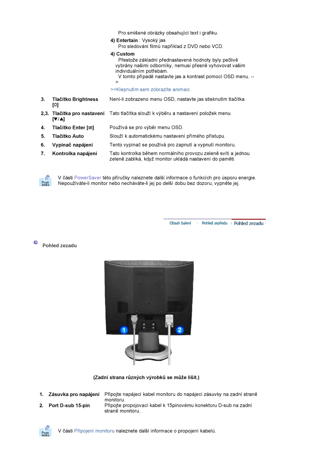 Samsung MJ17CSTS/EDC, MJ17CSKS/EDC manual Tlačítko Auto, Pohled zezadu, Zadní strana různých výrobků se může lišit 